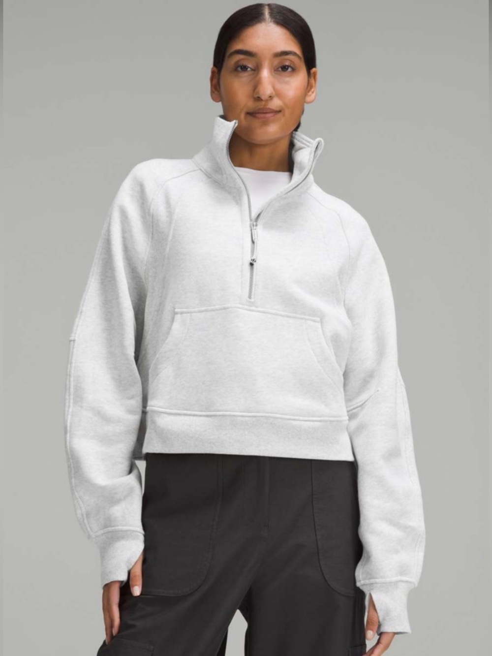 Lululemon Oversized Scuba Half Zip Sweatshirt XS/S Heather Light Gray